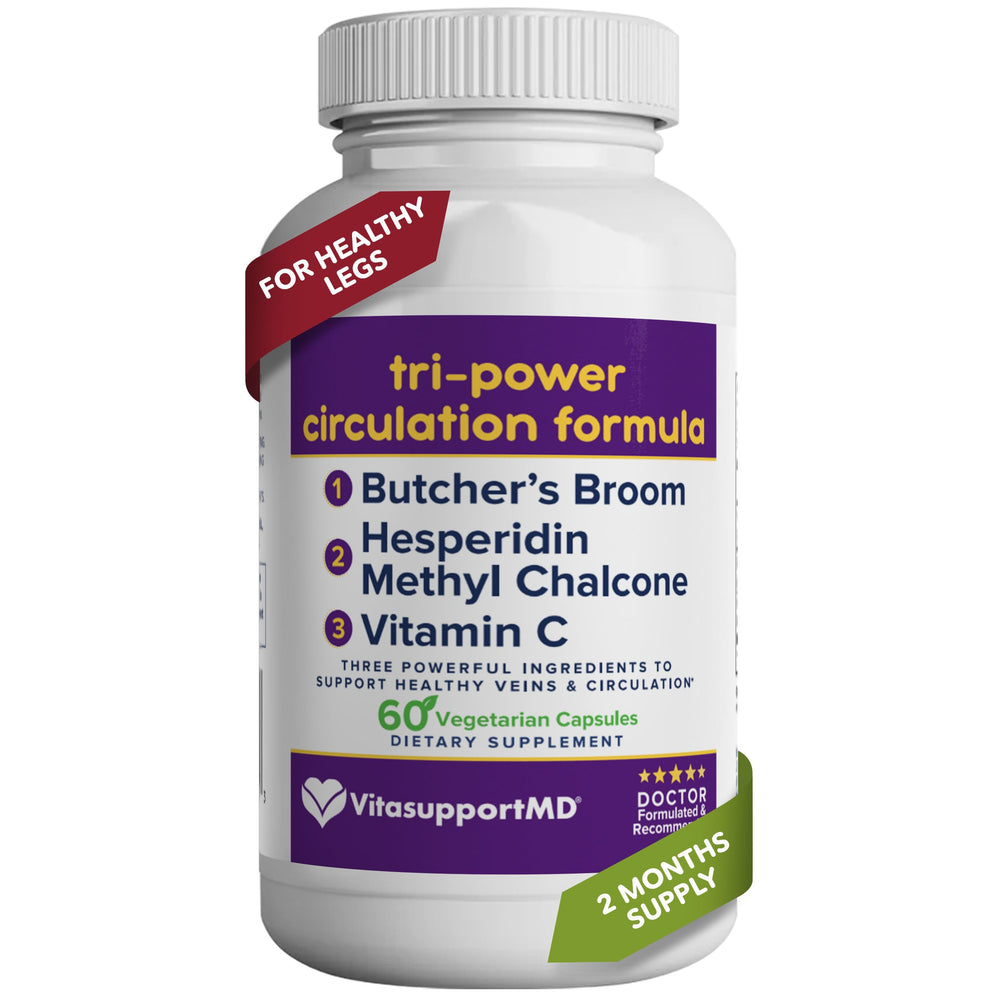 VITASUPPORTMD Tri-Power bottle front showing product for leg circulation support