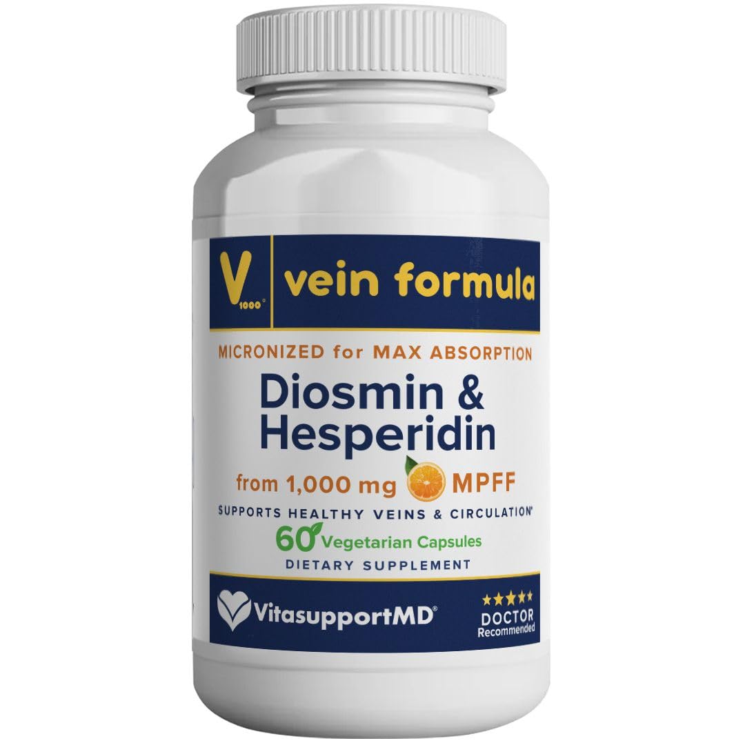 VITASUPPORTMD Vein Formula bottle pour shows easy daily intake for leg circulation support.