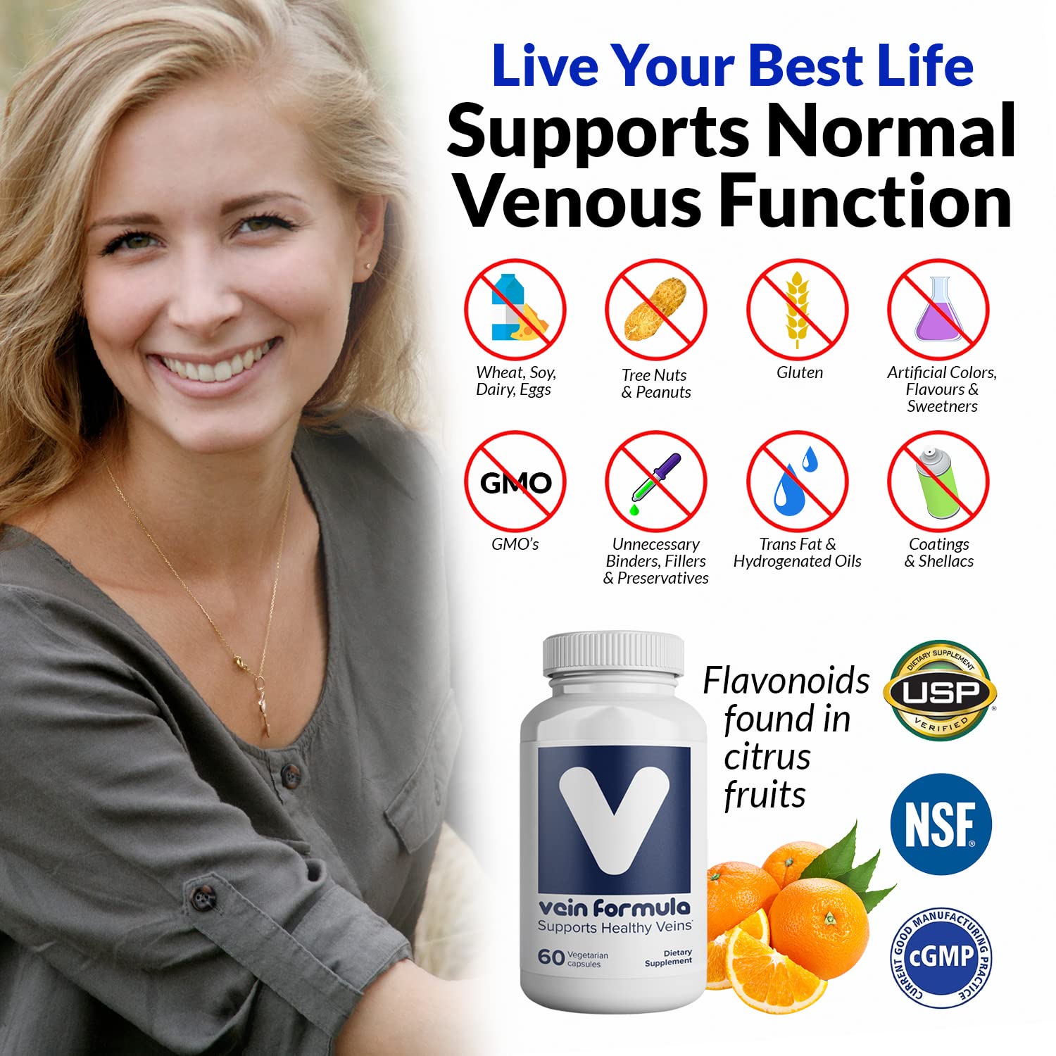 VitasupportMD Vein Formula label close-up with product details