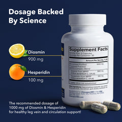 VITASUPPORTMD Vein Formula label detail highlights 1000mg diosmin hesperidin complex for daily vein support.