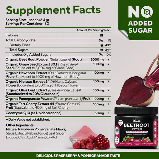 VitaUp Beet Root Powder 8in1 scoop-dispense highlights convenient daily servings.
