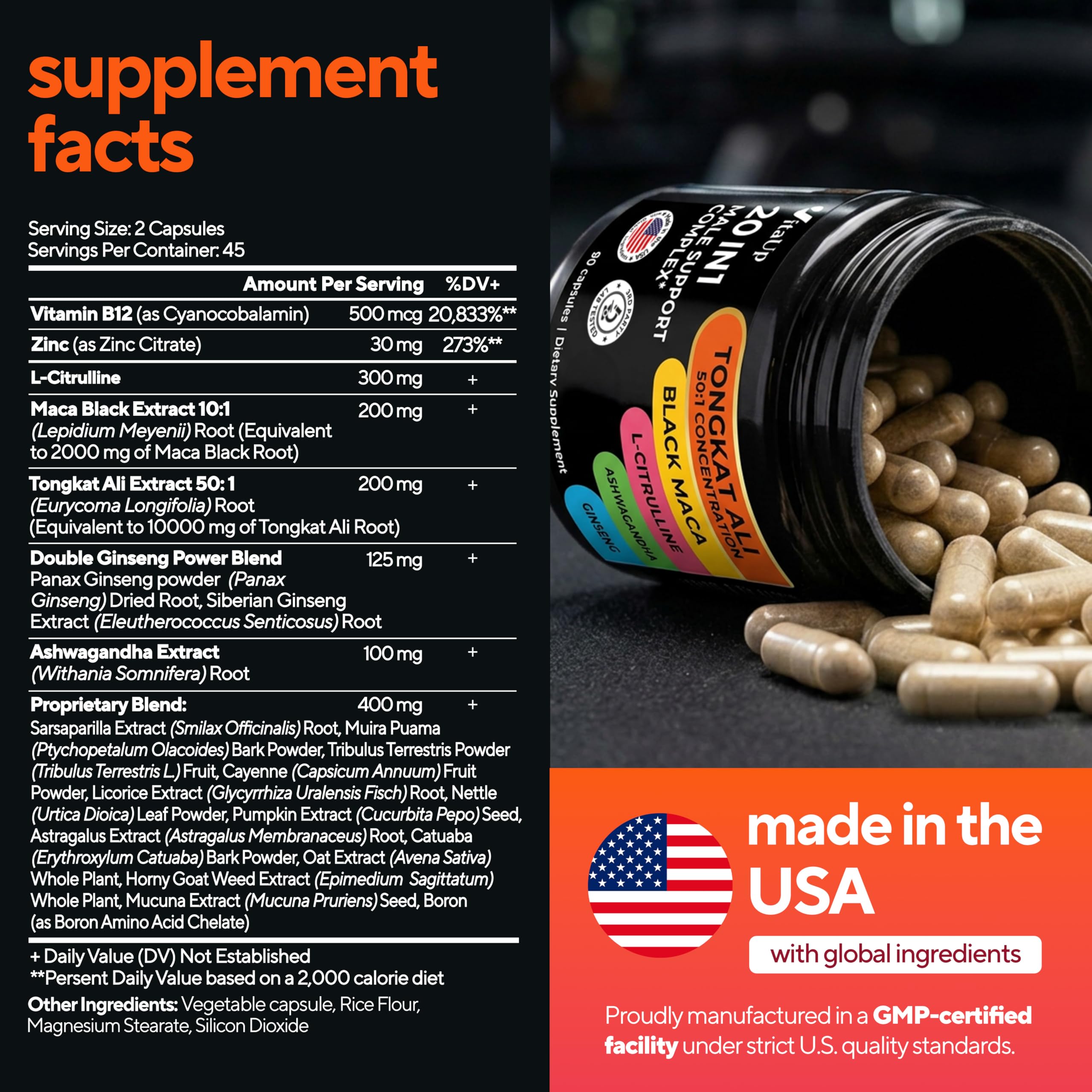 VitaUp black maca root close-up highlights natural energy support