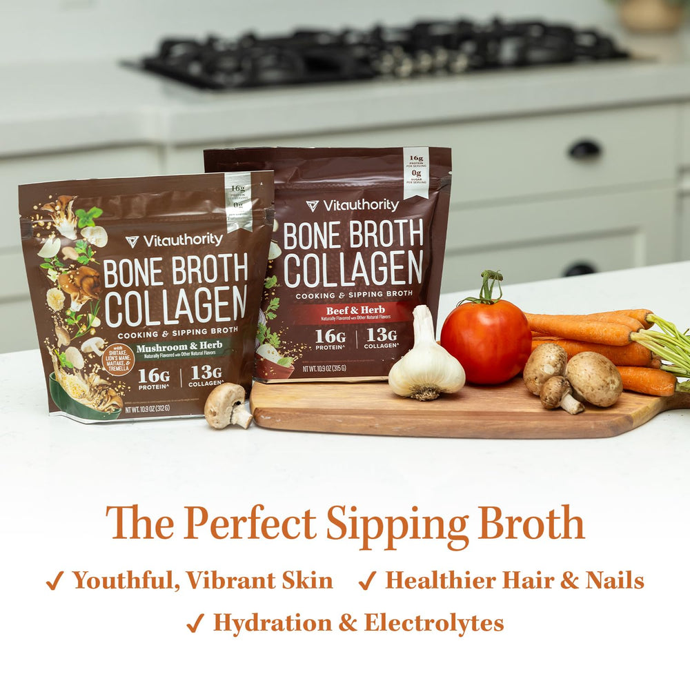 Vitauthority Collagen added to soup or stew for versatile, nourishing meals.