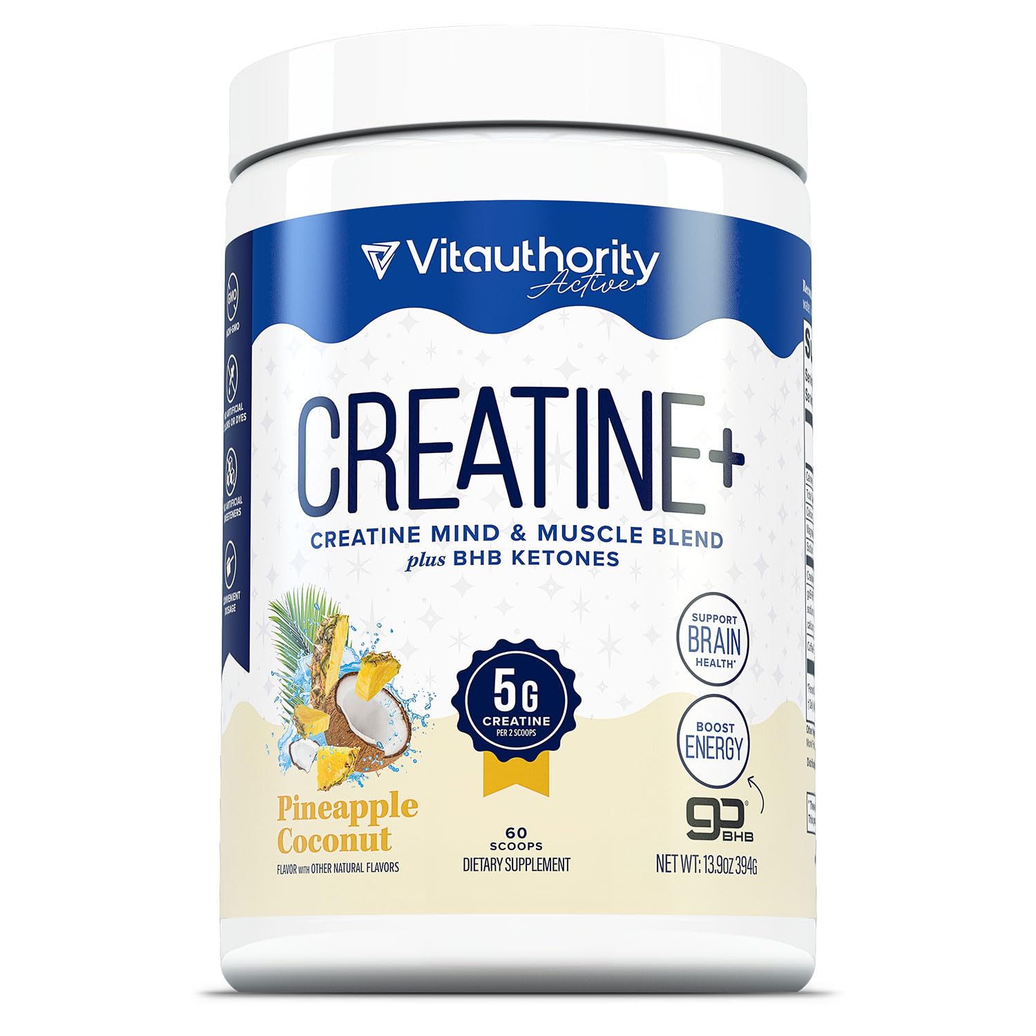 Vitauthority Creatine Monohydrate powder bottle for workouts and recovery.