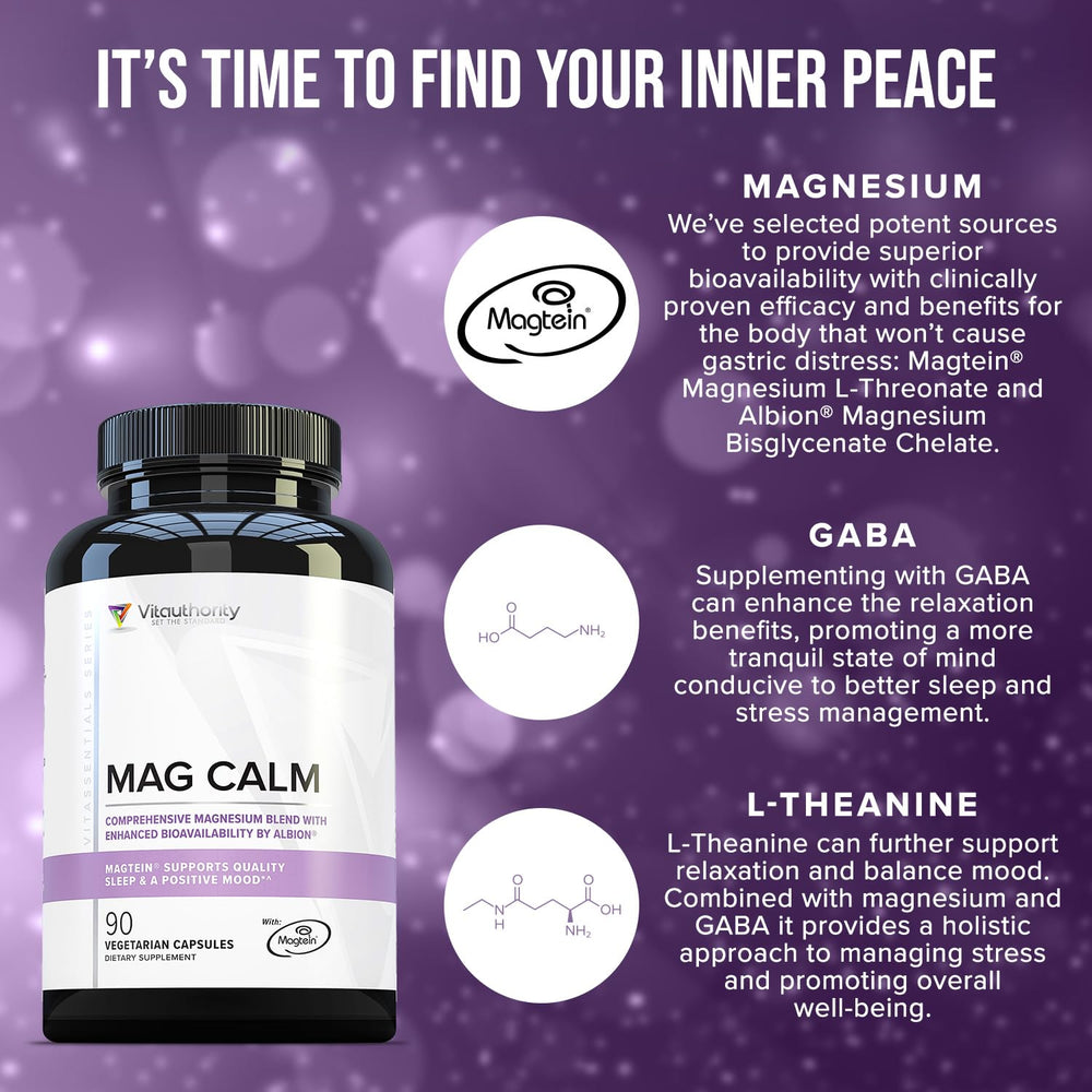 Vitauthority GABA-L-Theanine label closeup highlighting calming ingredients