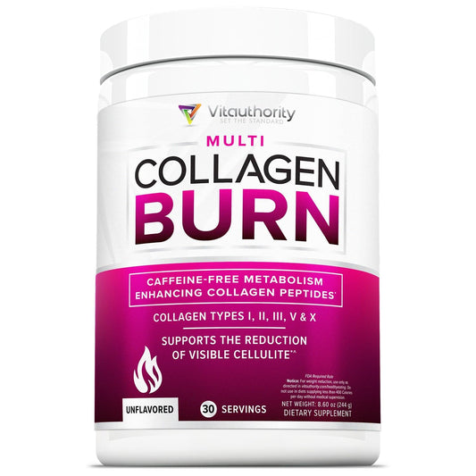 Vitauthority hydrolyzed collagen bottle showing unflavored powder for daily support