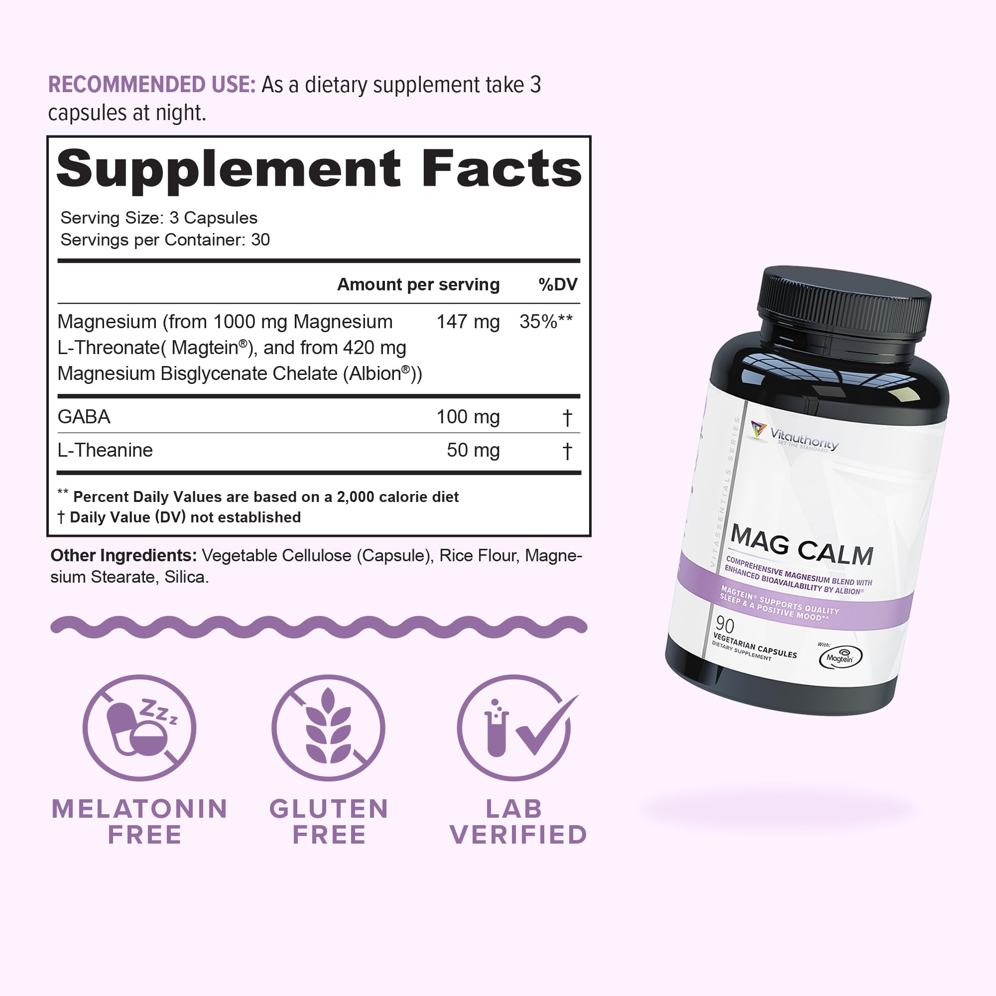 Vitauthority Mag Calm capsules pack shows convenient nightly use
