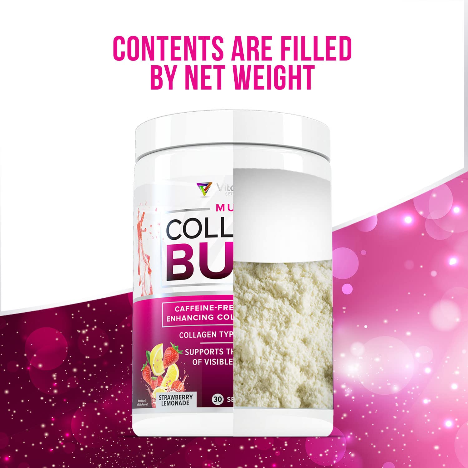 Vitauthority Multi Collagen Burn strawberry lemonade flavor packaging shown