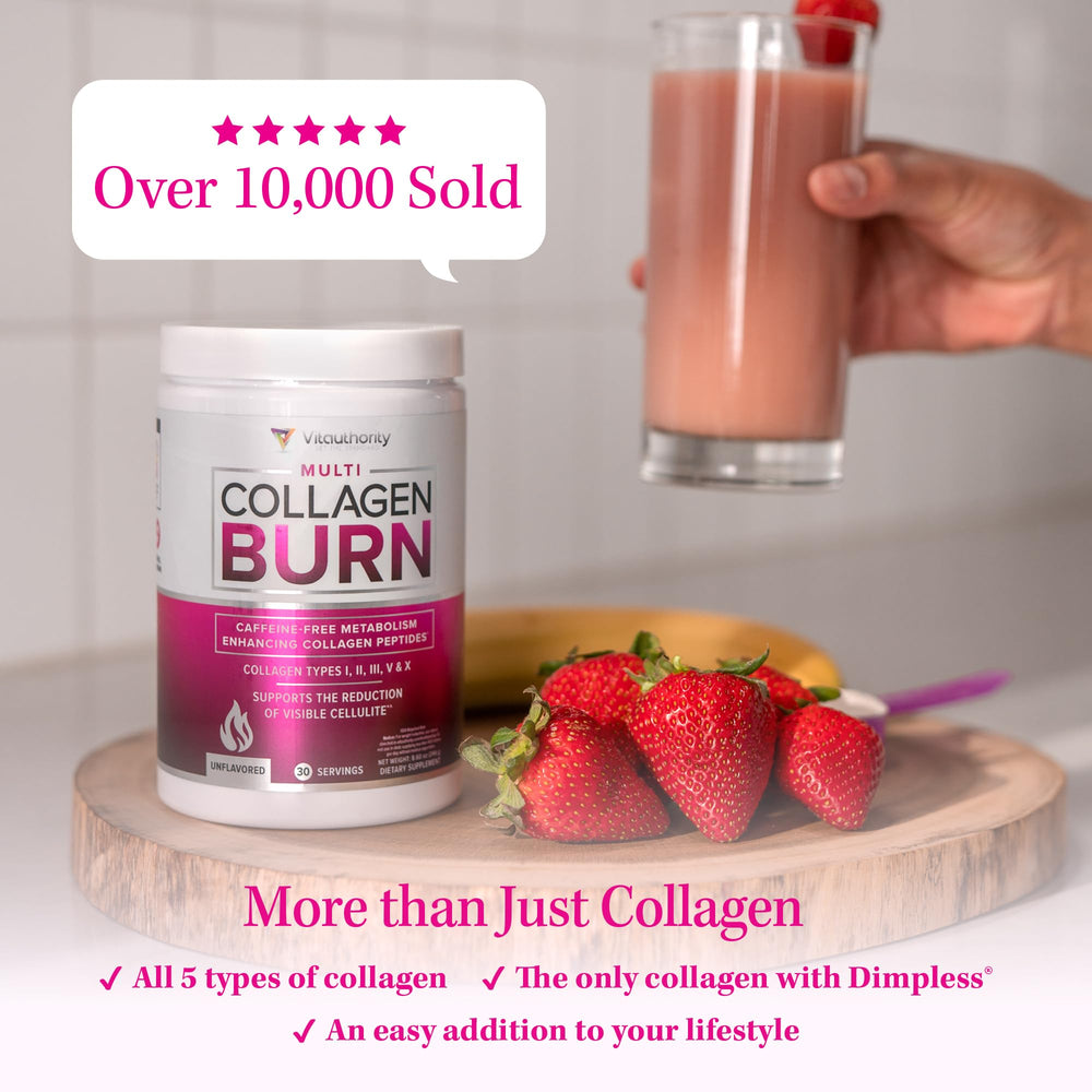 Vitauthority Multi Collagen Burn powder scoop for daily collagen intake