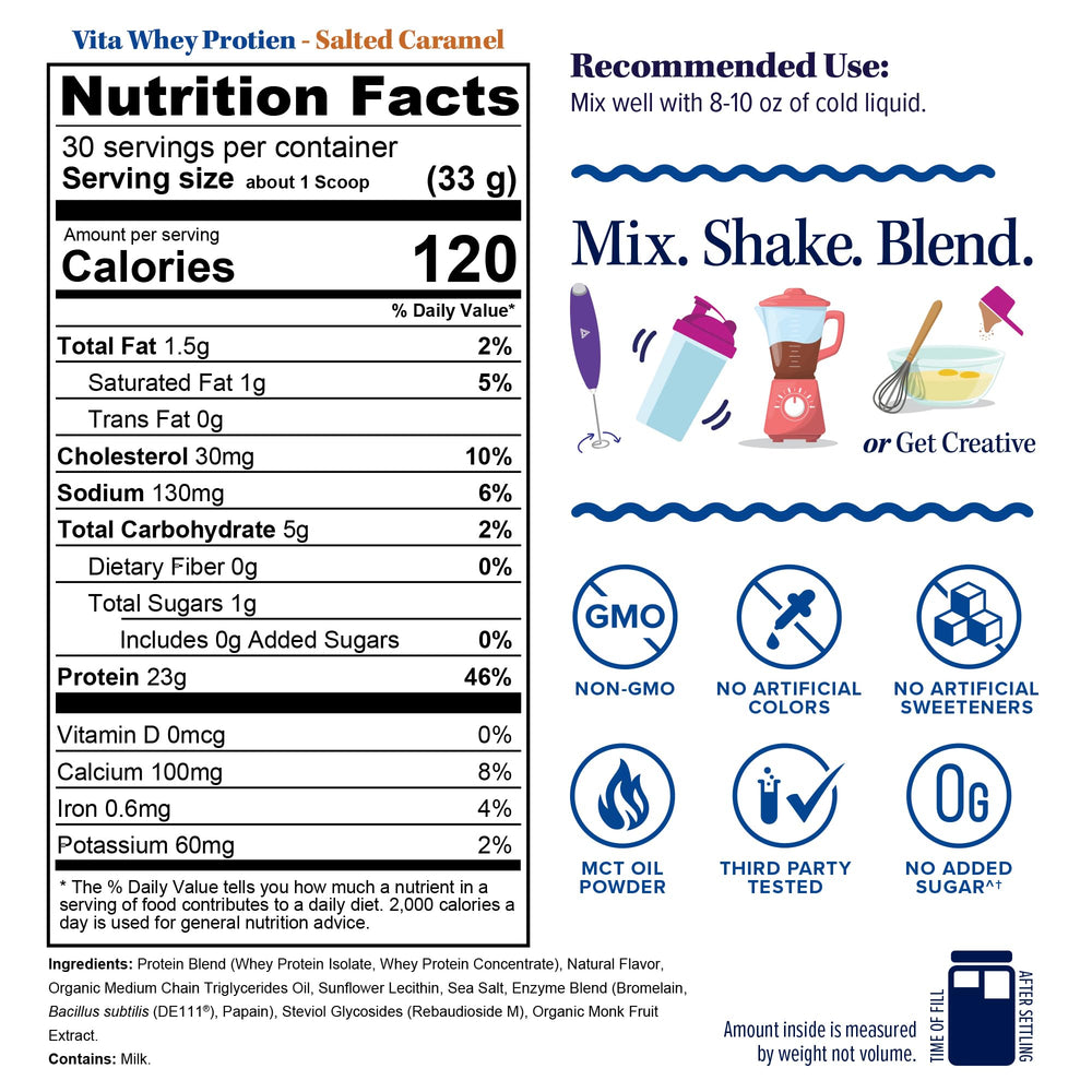 Glass of post-workout shake after training with salted caramel flavor