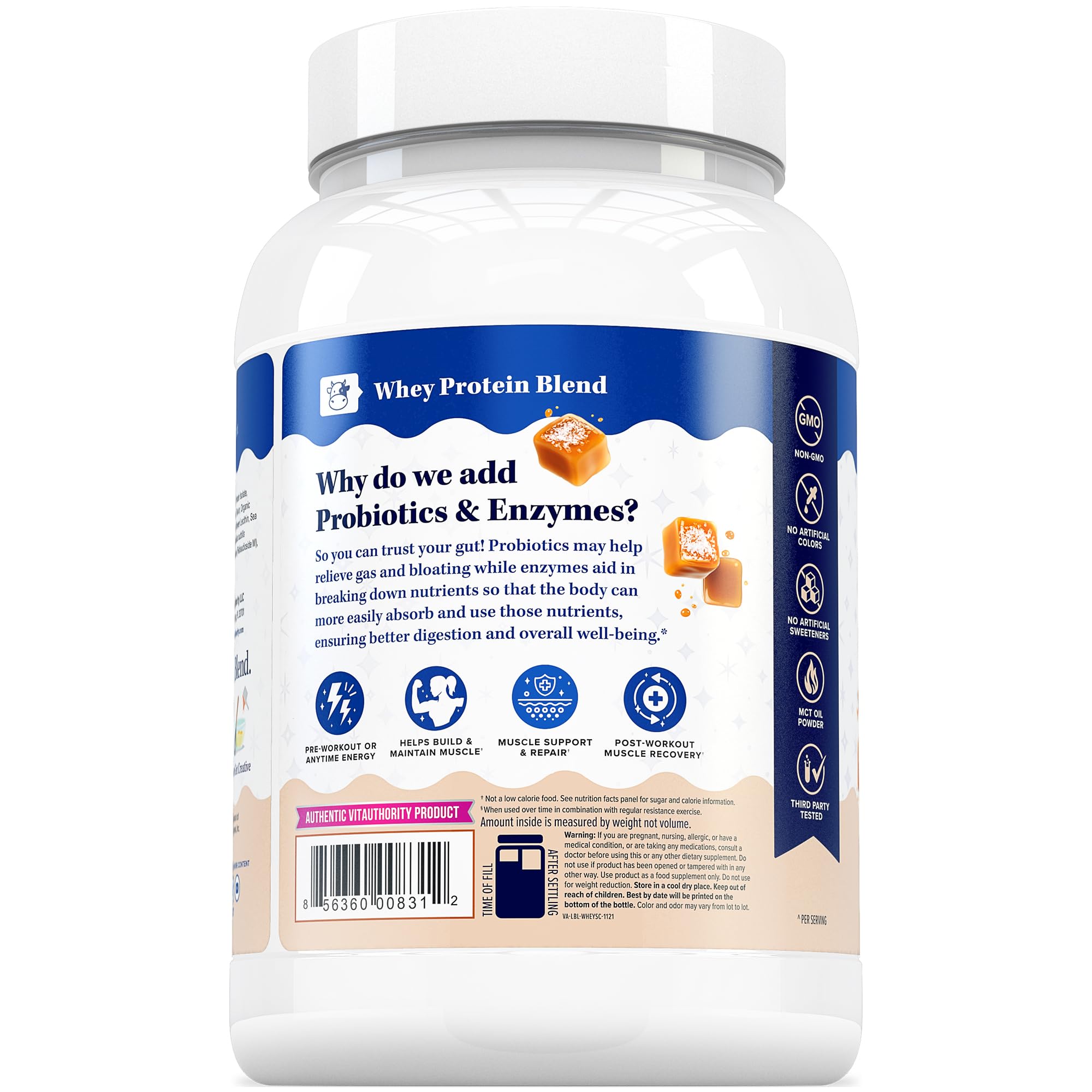 Prepared shake shows salted caramel flavor and smooth texture for enjoyable nutrition