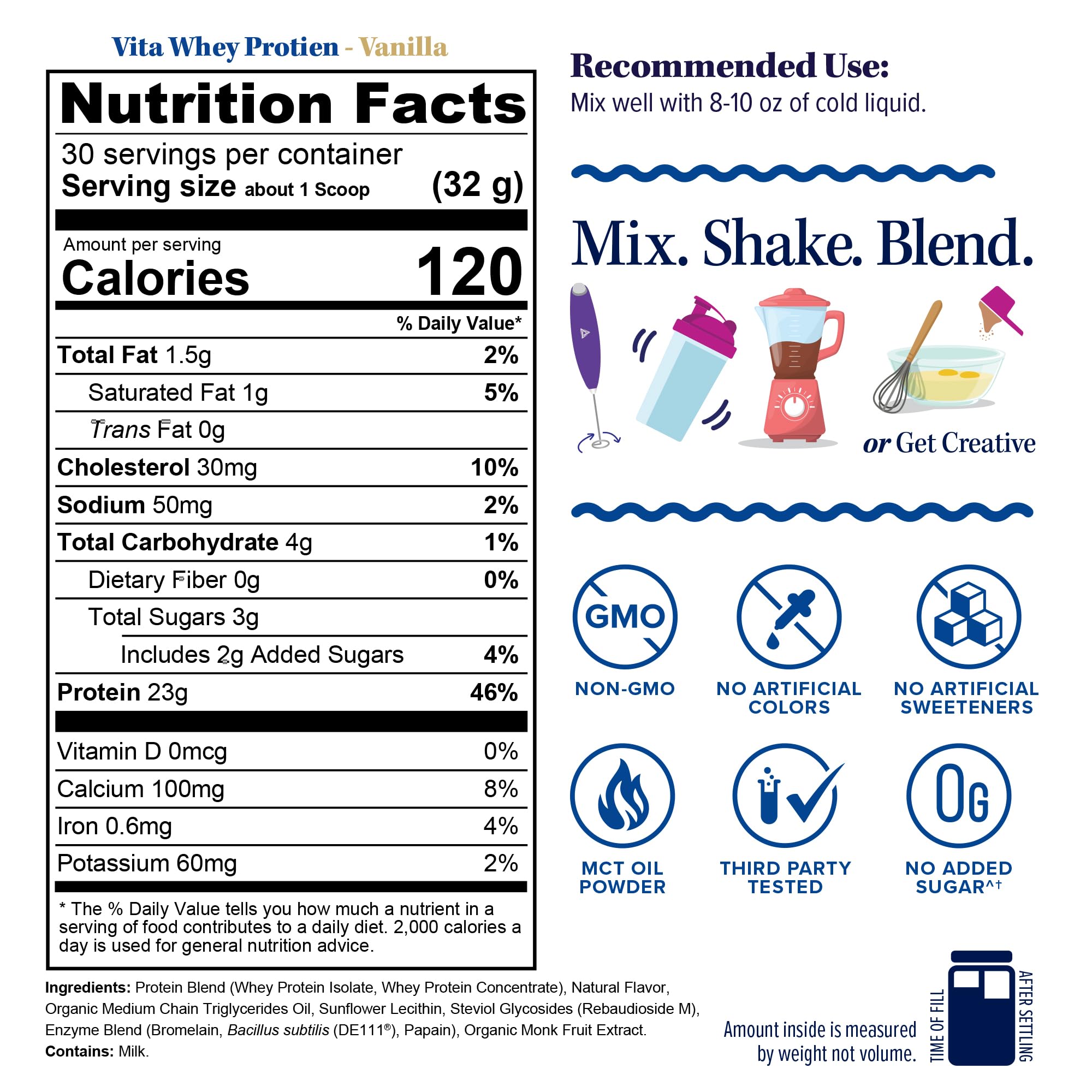 Vitauthority Whey Women vanilla daily-use mixer bottle ready for easy prep.
