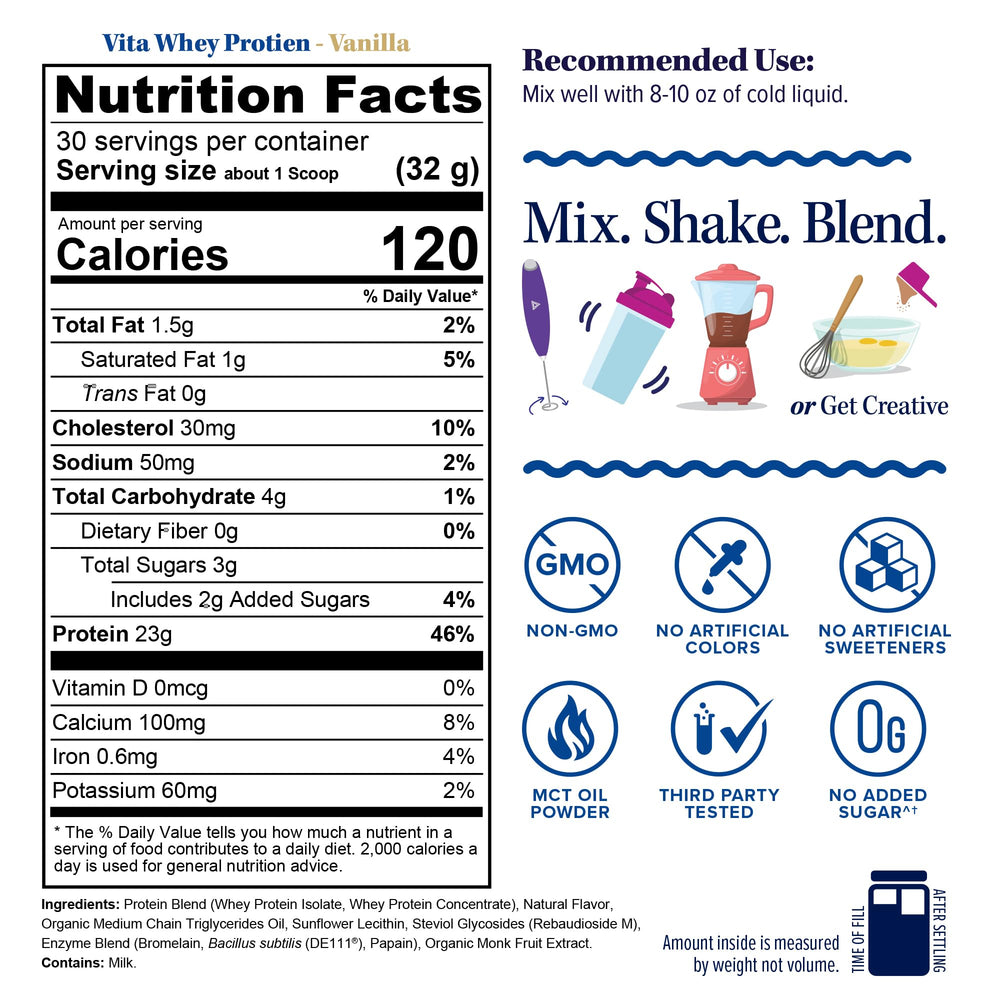 Vitauthority Whey Women vanilla daily-use mixer bottle ready for easy prep.