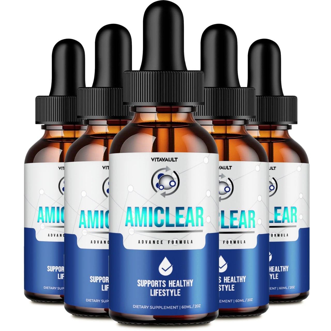 Vitavault Amiclear 5-pack bottle front for daily blood support