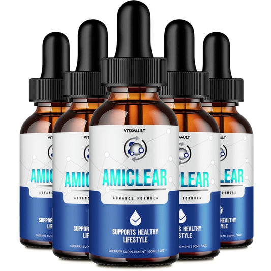 Vitavault Amiclear 5-pack bottle front for daily blood support