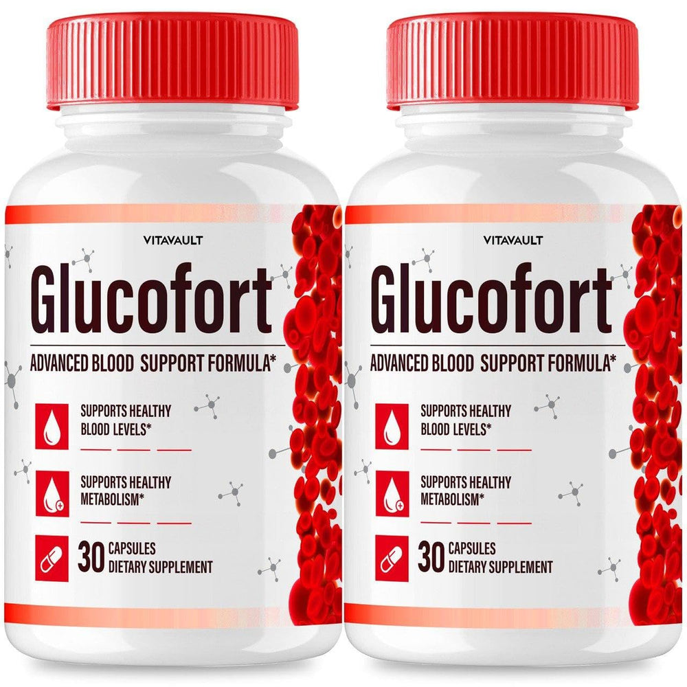 Vitavault Glucofort bottle for convenient daily health support.