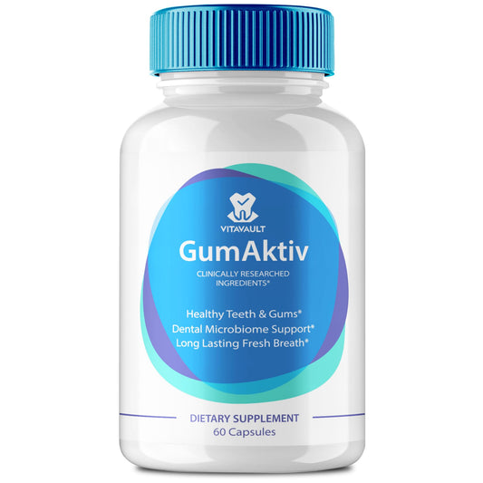Vitavault GumAktiv capsules packshot highlighting natural gum care benefits.