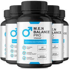 Vitavault M.E.N Balance Pro capsules in a bottle highlighting daily prostate support