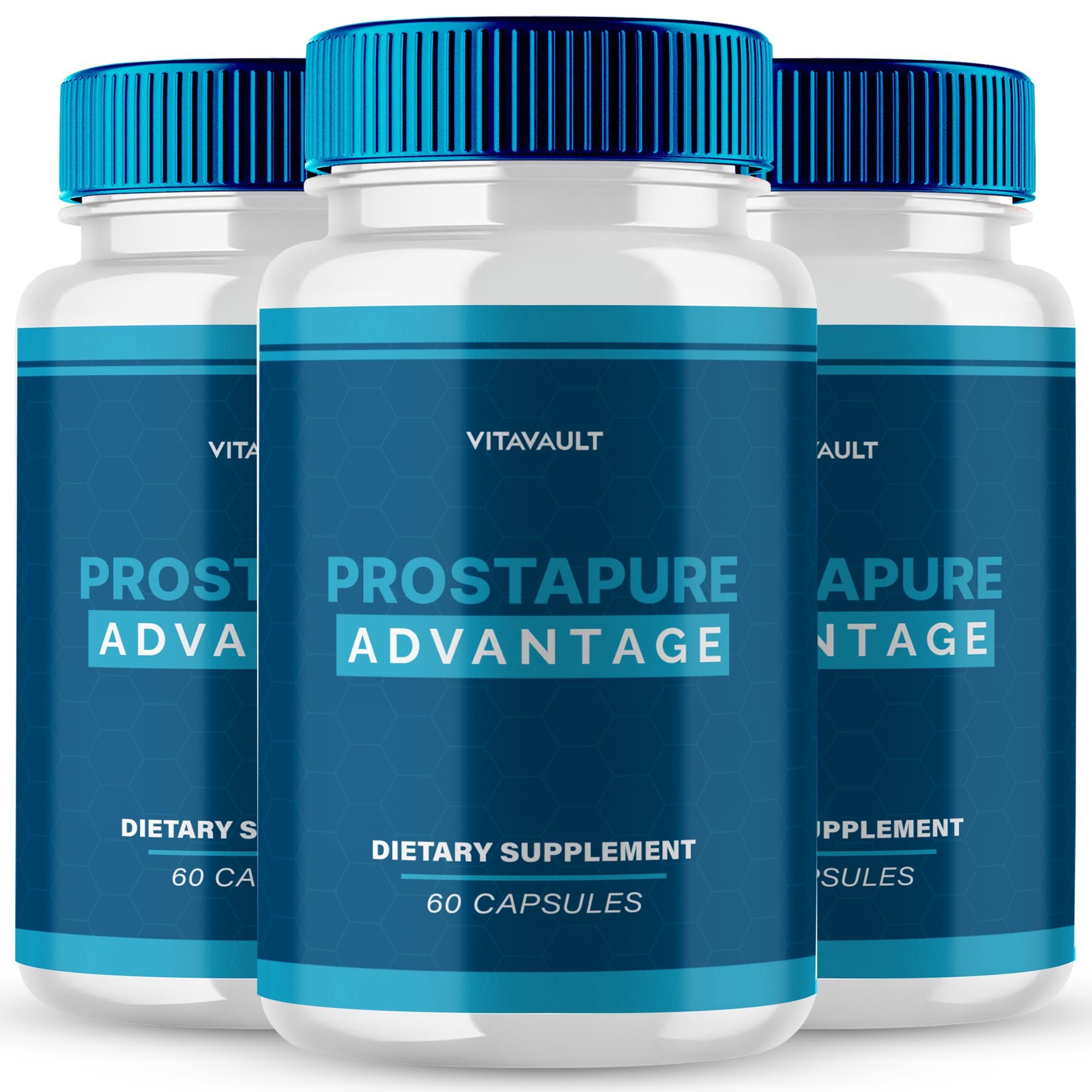 Vitavault Prostapure bottle label showing all-natural prostate health support formula.