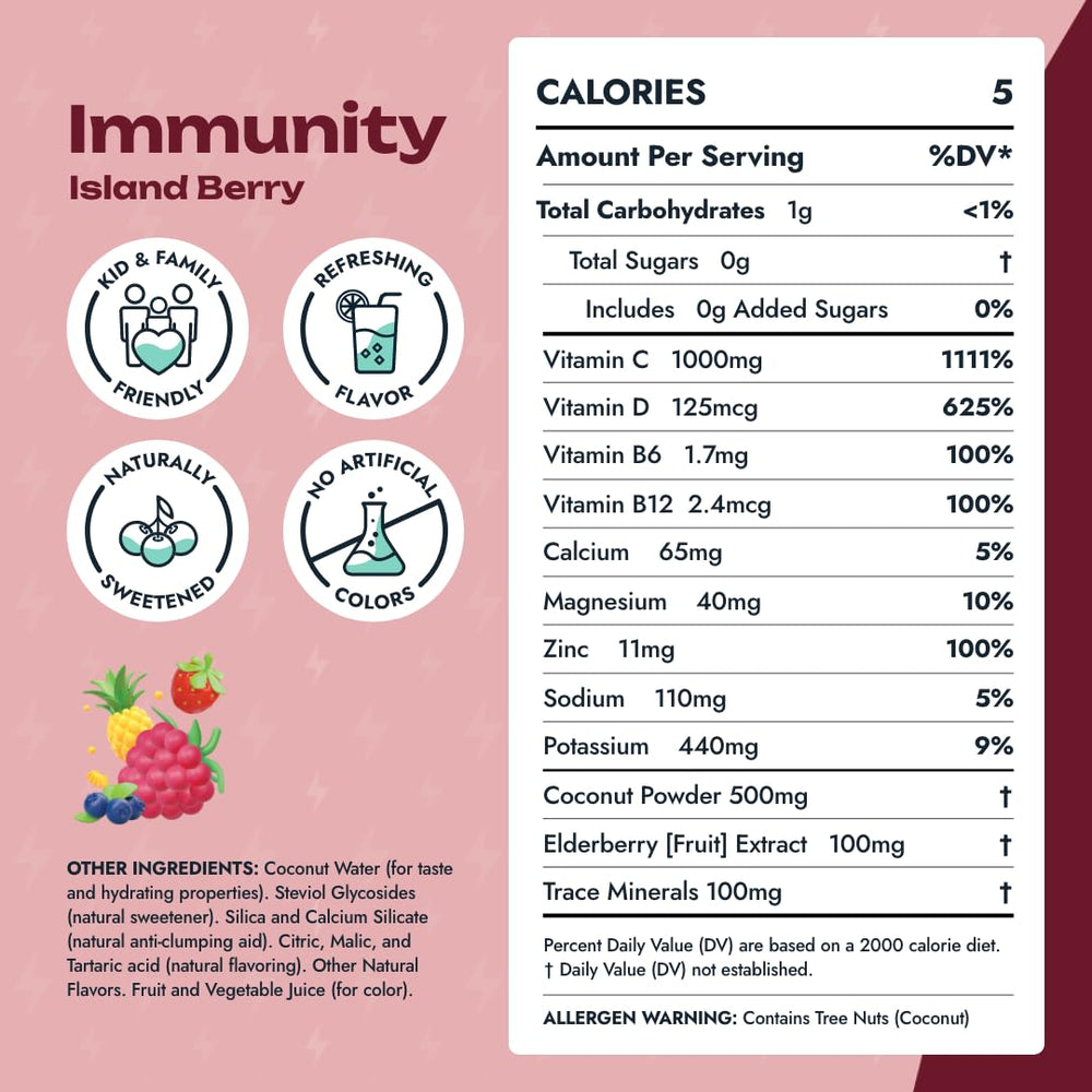 Vitawild immune booster serve showing easy mixing in a glass or bottle.