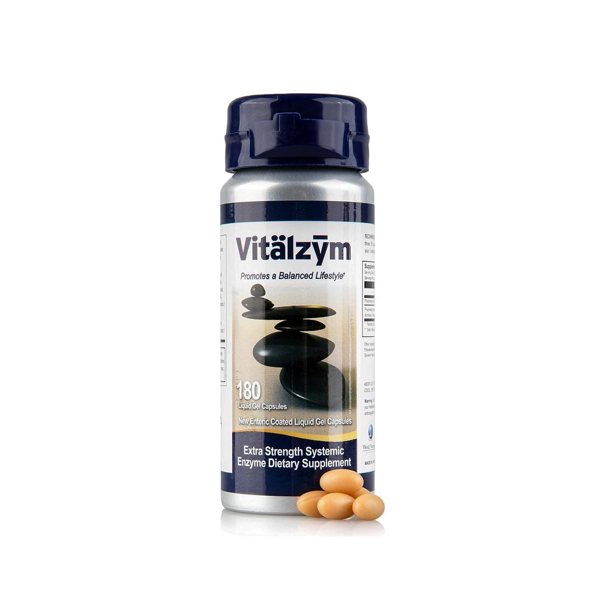 Vitalzym bottle with soft gel capsules for daily support