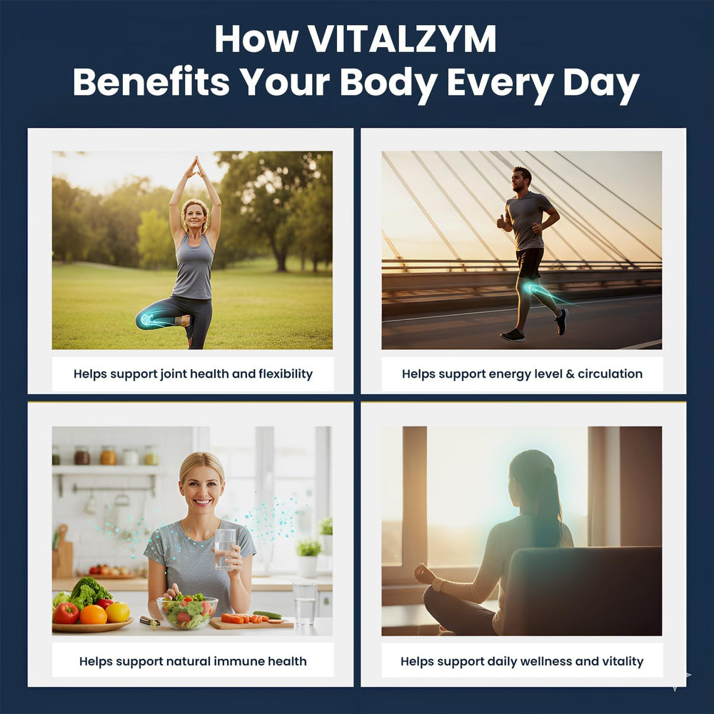 Vitalzym label and packaging showing Japan-made quality
