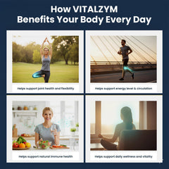 Vitalzym label and packaging showing Japan-made quality