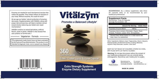 Close-up of VITÄLZYM soft gels highlighting easy-to-swallow design.
