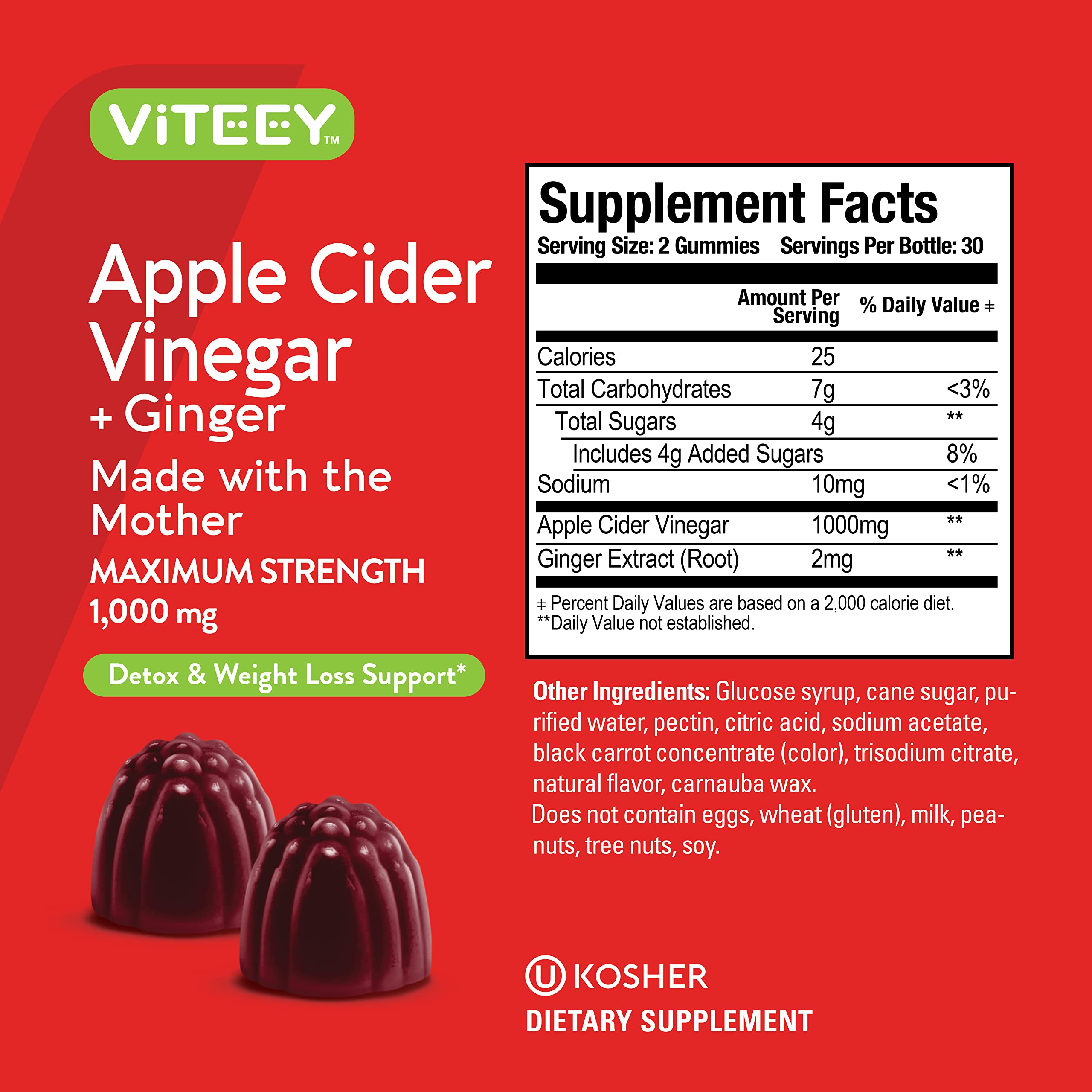 Viteey apple-flavored gummies texture close-up for daily routine