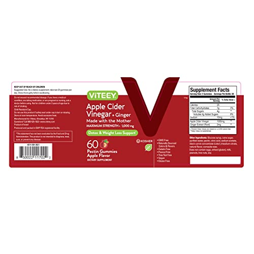 Viteey ACV gummies nutrition panel visible for informed choice