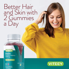 Viteey Biotin Gummies lifestyle shot, easy daily supplementation.
