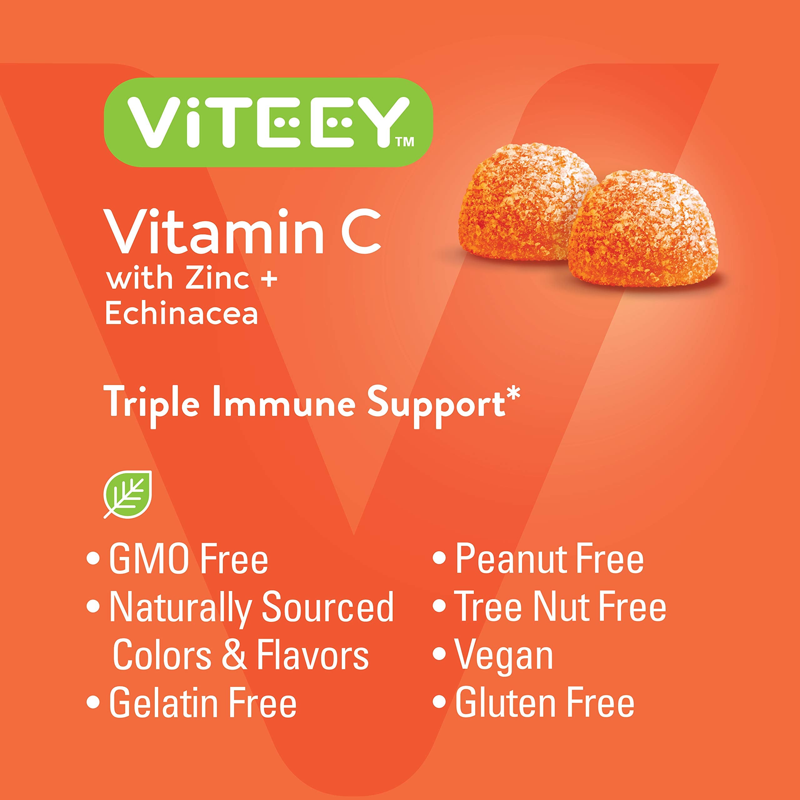 Viteey bottle label showing vegan and gluten-free certifications