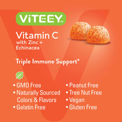 Viteey bottle label showing vegan and gluten-free certifications