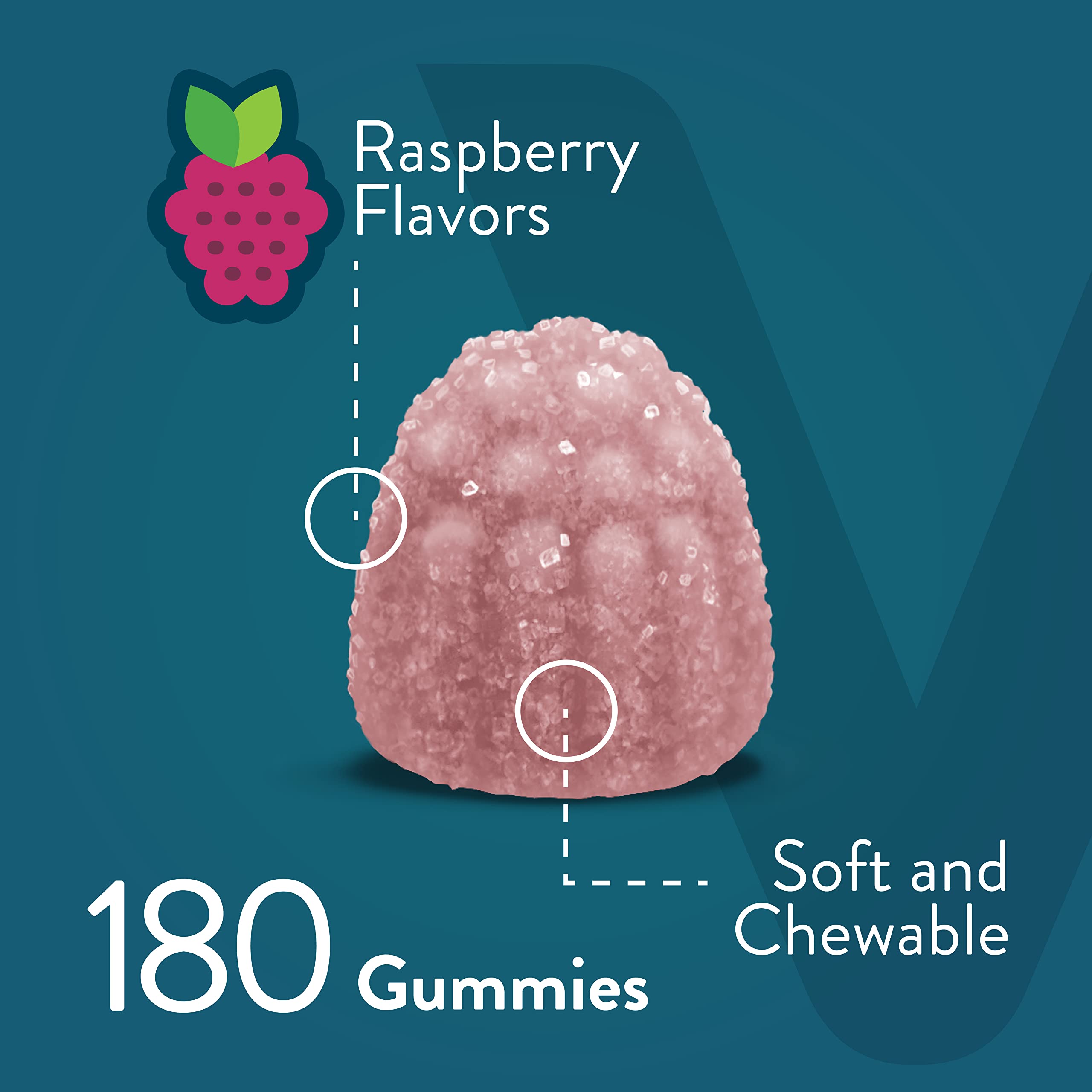 Viteey gummies being poured to illustrate bite-size chews
