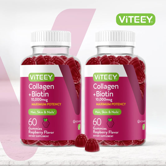 Viteey Collagen Gummies biotin ingredients highlight beauty support for hair, nails, and skin.