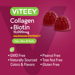 Viteey gluten-free and non-GMO packaging emphasizes clean ingredients.