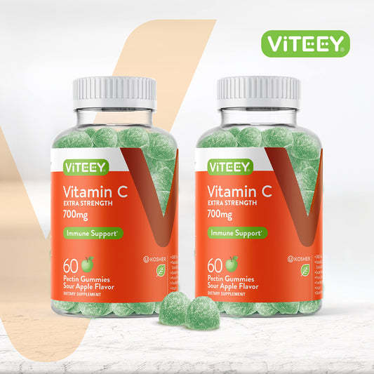 Viteey sour apple flavor gummies make vitamin C easy on busy days.