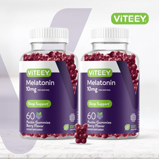 Closeup of berry-flavored gummies highlighting vegan sleep aid.