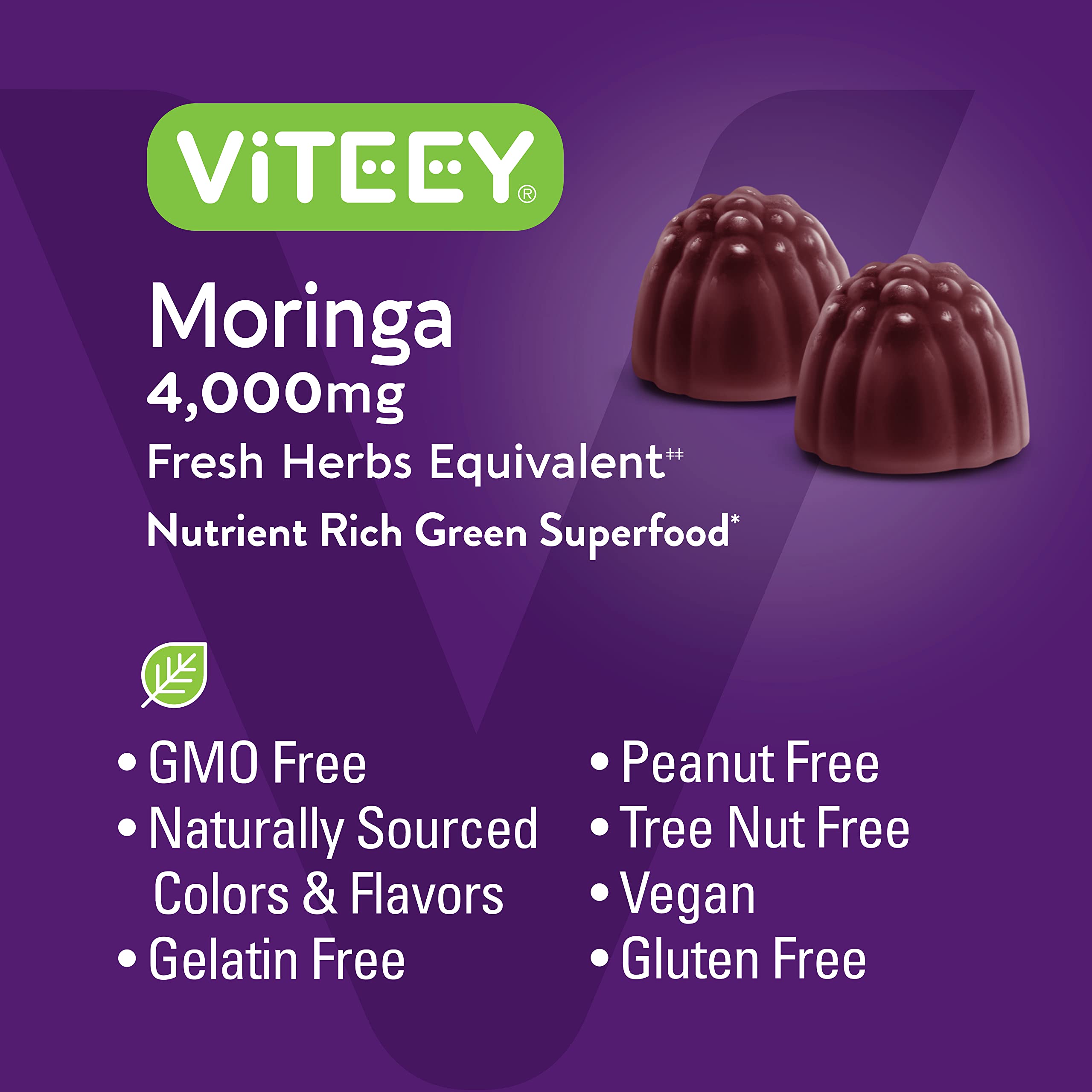 Viteey Moringa Gummies vegan and gluten-free icon for clean wellness