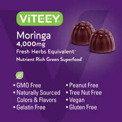 Viteey Moringa Gummies vegan and gluten-free icon for clean wellness