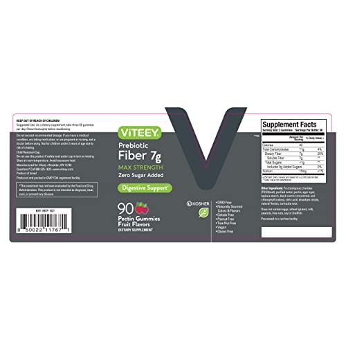 Viteey Prebiotic Fiber Gummies serving suggestion with a glass of water.