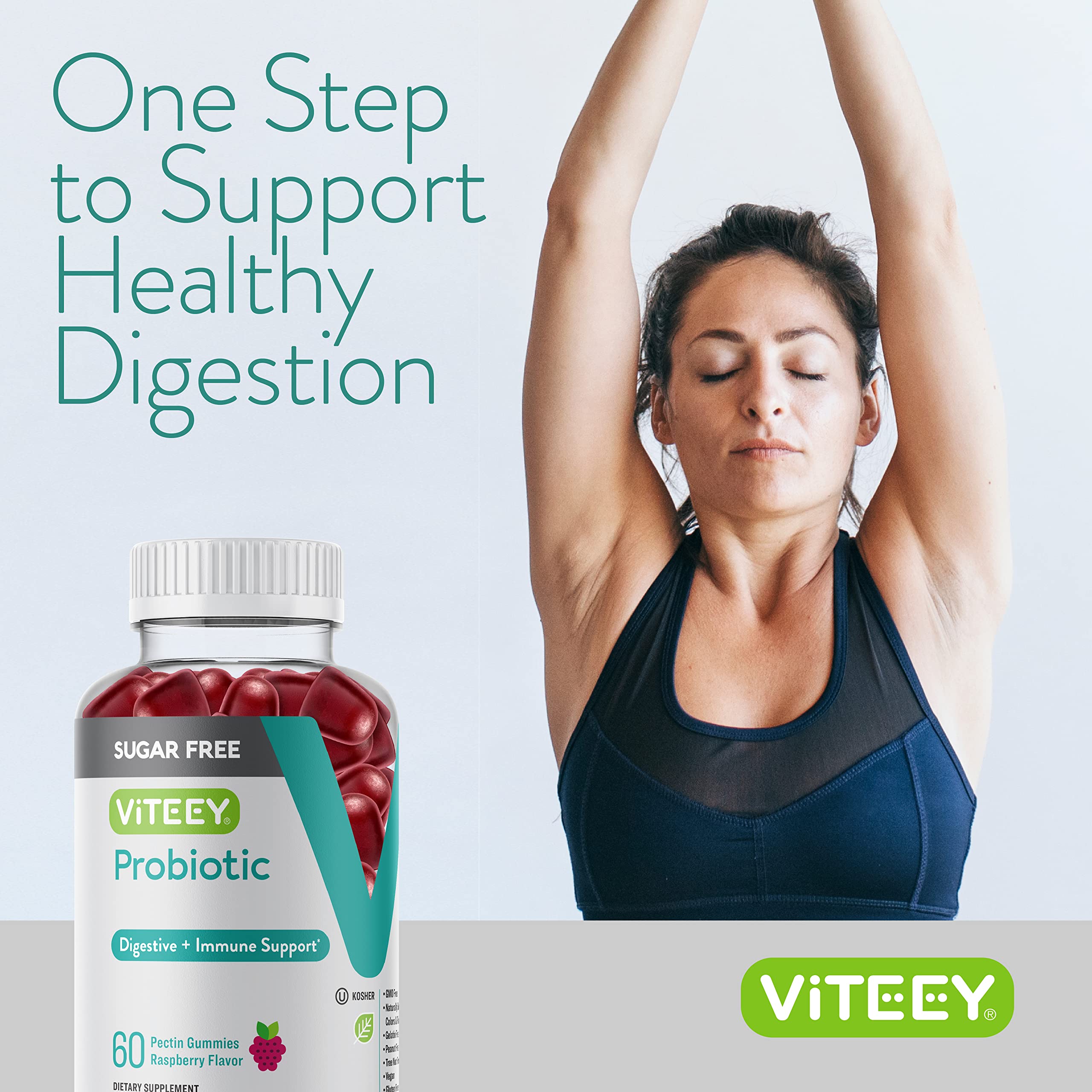 Viteey Probiotic Gummies lab-tested seal signaling purity and reliability.