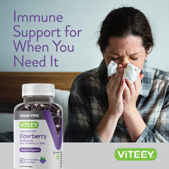 Viteey Sambucus Elderberry Gummies serving size on pack with 120 gummies.