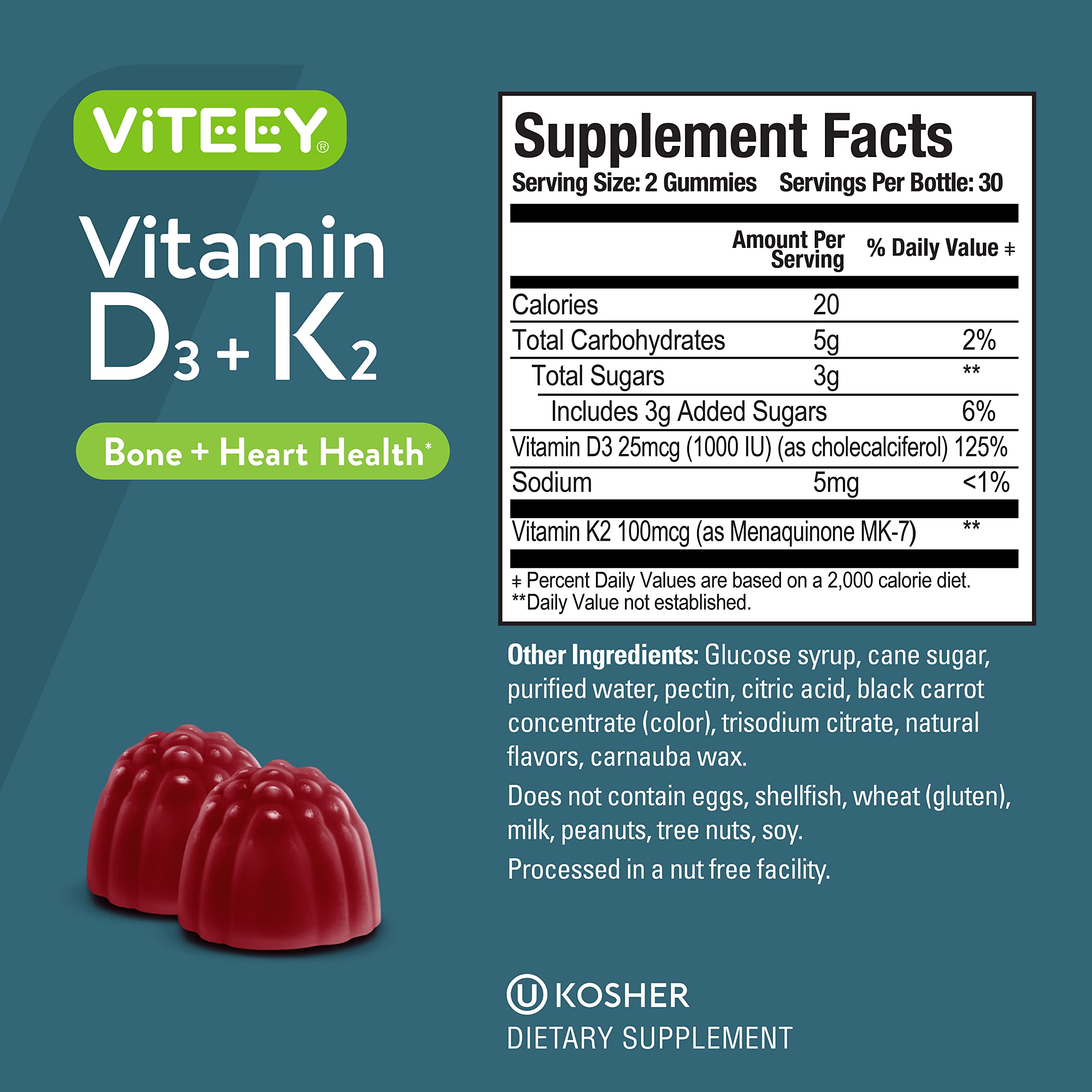 Viteey D3 K2 bottle on kitchen counter ready for daily dose