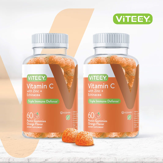 Viteey orange gummy close-up highlighting chewy texture