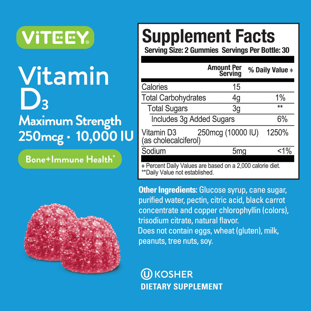 Viteey Vitamin D3 gummies on-the-go pack for busy days
