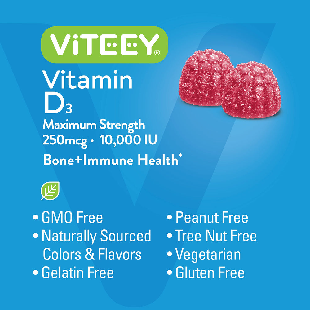 Viteey Vitamin D3 gummies closeup texture shows soft chew