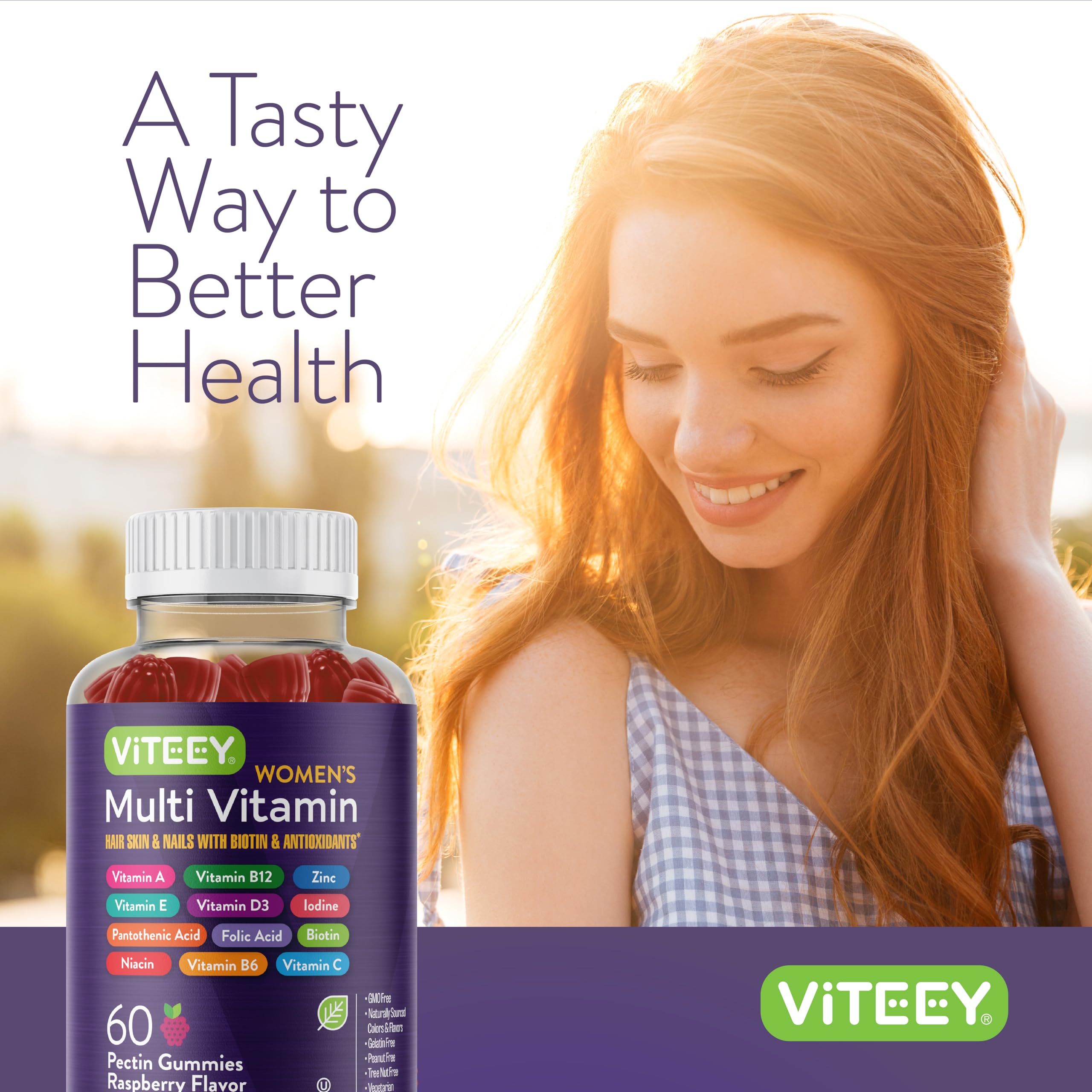 Two gummies serving demonstrates easy daily routine with Viteey.