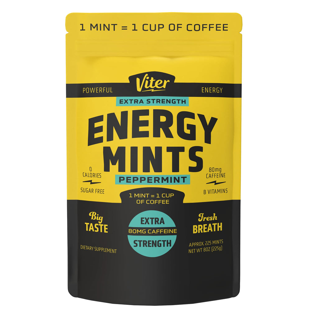 Viter Energy extra strength mints bottle shows quick energy on the go.