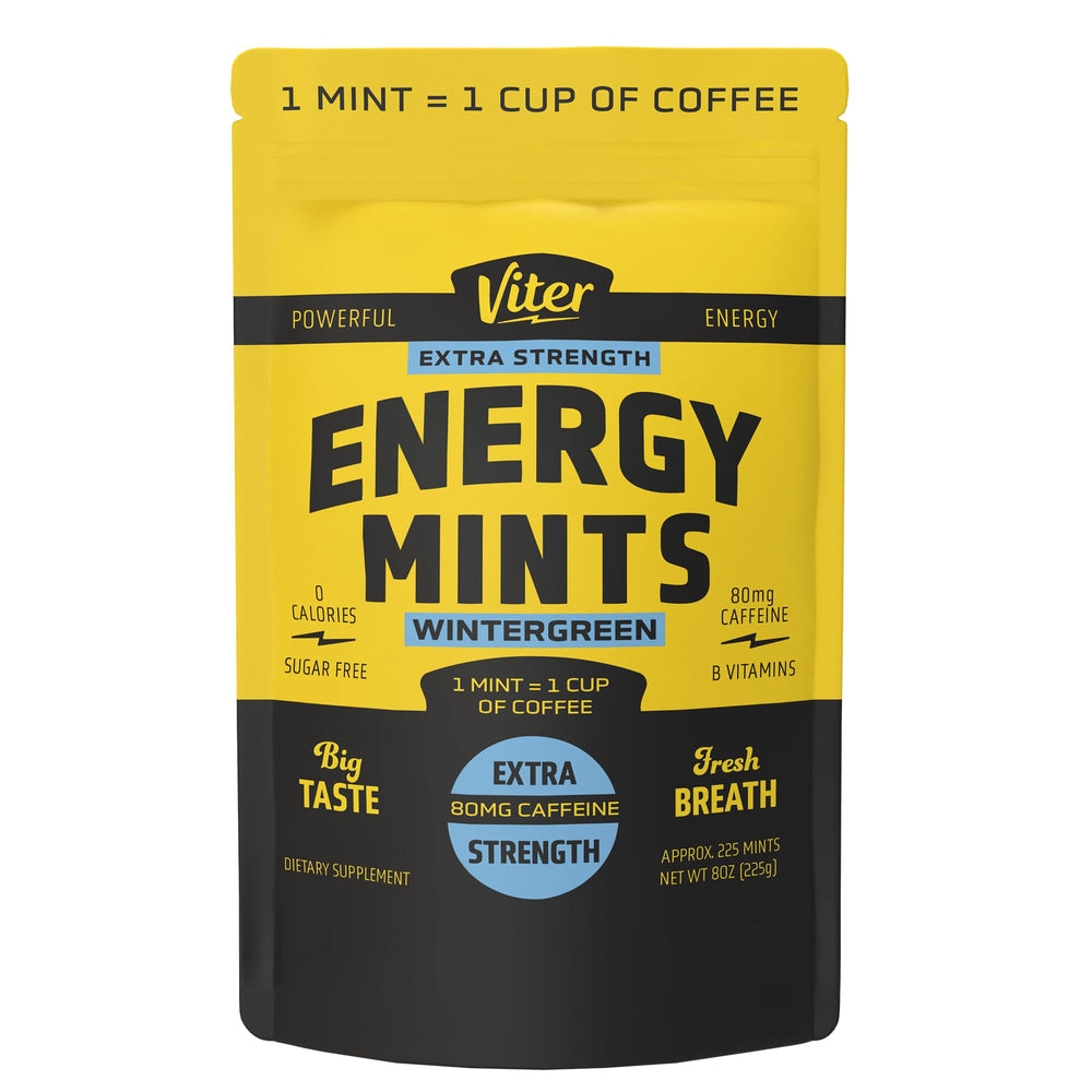 Viter Energy Extra Strength Mints bag front for on-the-go energy.